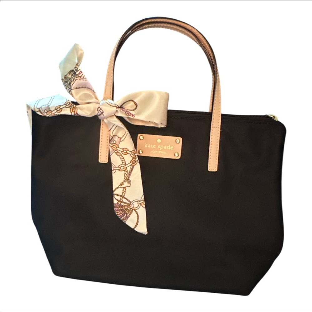 kate spade Black Mini Nylon Tote Bag w/ Twilly